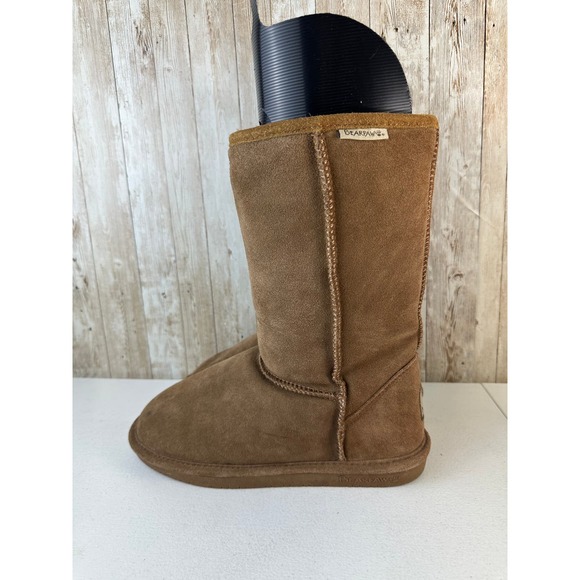 Bearpaw Emma Short Snow Boot Womens Size 9 Tan Brown Wool Shearling Fleece Lined - Picture 3 of 8